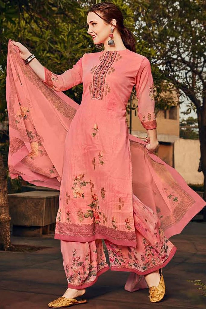 Pink Georgette Palazzo Suits USA - Shopkund