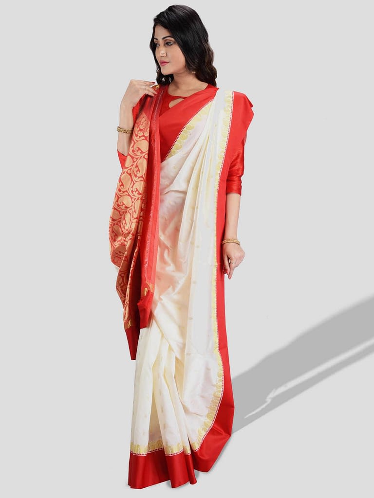 Indian Wedding Saree - Green nylon silk Bengali style saree teamed up with  blouse embellished with stunning weaving. . . Product code: 1616906 . . .  #indianweddingsaree #saree #sari #ethnicwear #womenfashion #womendress  #indiandress #indianstyle ...